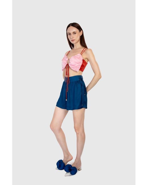 Shinaraa Blue High-Waisted Flowy Shorts