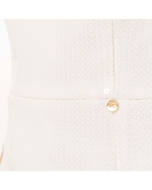 Nissa White Feather-Trimmed Sequined Midi Dress