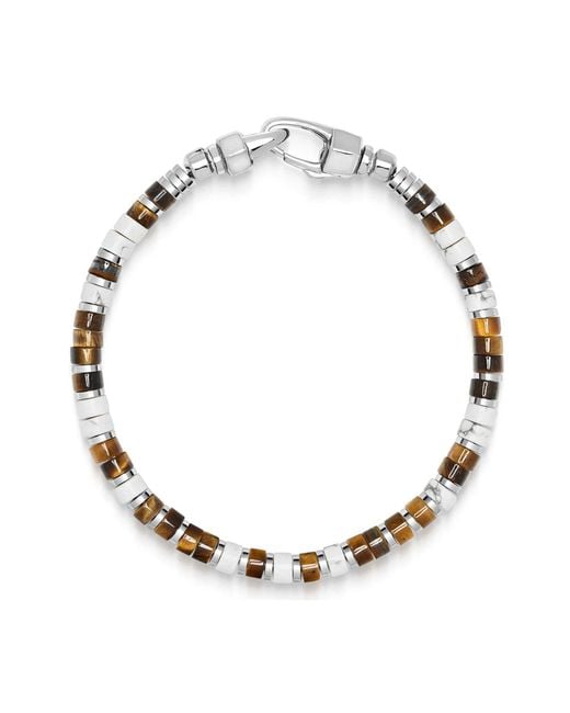Nialaya Metallic Howlite Heishi Bracelet for men