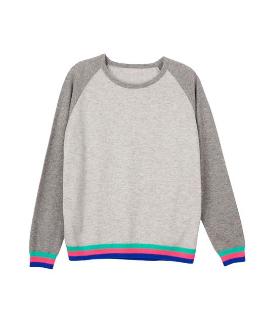 Cove Gray Carmen Cashmere Jumper With Neon Stripes