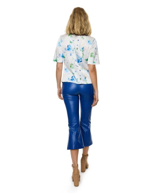 Carloslines Blue V-Neck Pleat Detail Flutter Sleeve Blouse