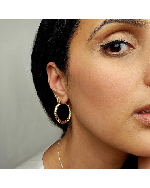 Harfi Metallic Twisted Plated Round Minimalist Stylish Hoops