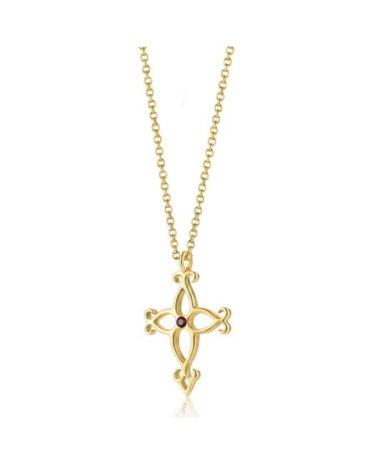 Unaloe Metallic Soul Cross Vermeil Necklace With Ruby – Luxury Religious Jewelry
