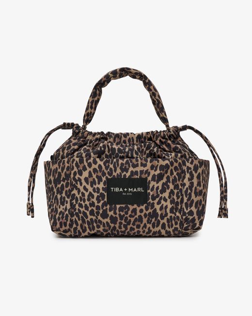 Tiba + Marl Black Mini Luna Drawstring Stroller Bag Lighter Leopard Print
