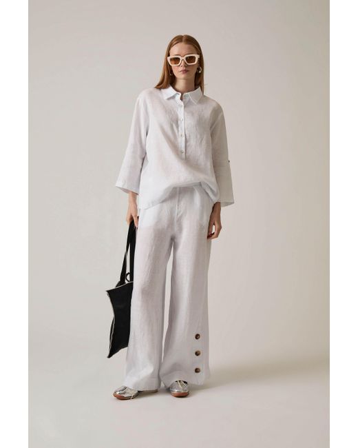 James Lakeland White Linen Blouse