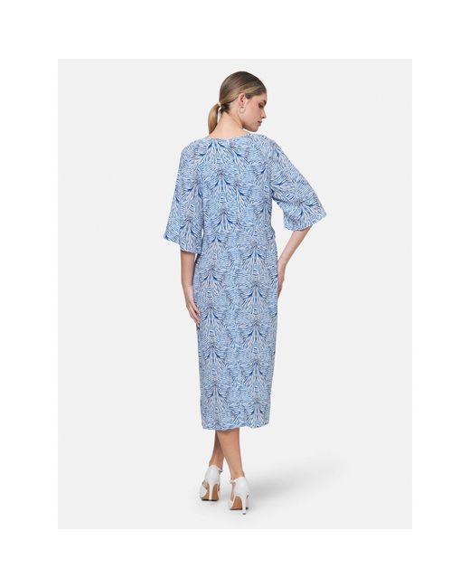 Helen Mcalinden Blue Ailbhe Stripe And Bow Print Dress