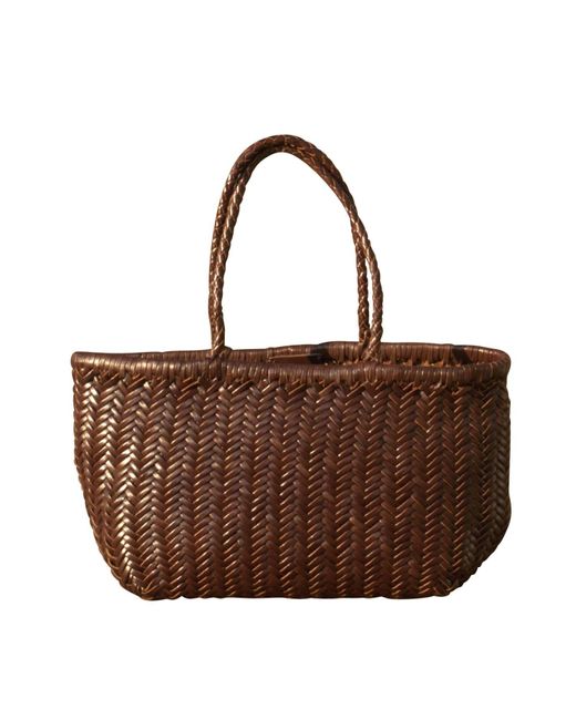 Rimini Brown Zigzag Woven Leather Handbag 'viviana' Large Size