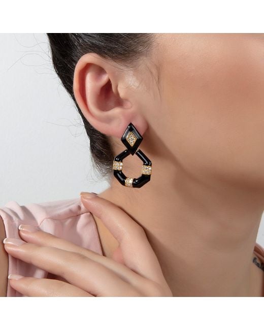 Milou Jewelry Black Geometric Drop Earrings