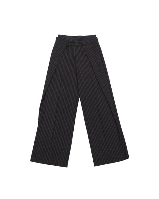 Circular Path Gray Satin Waistband Pinstripe Pant