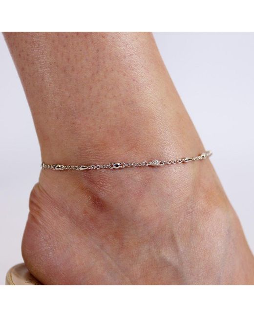 Lucy Quartermaine Metallic Skinny Drip Anklet With Topaz