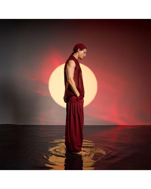 Zhenabia Red Ember Vest Sleeveless Shirt Summer Resort for men