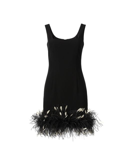Lita Couture Black Crepe Feather Mini Dress