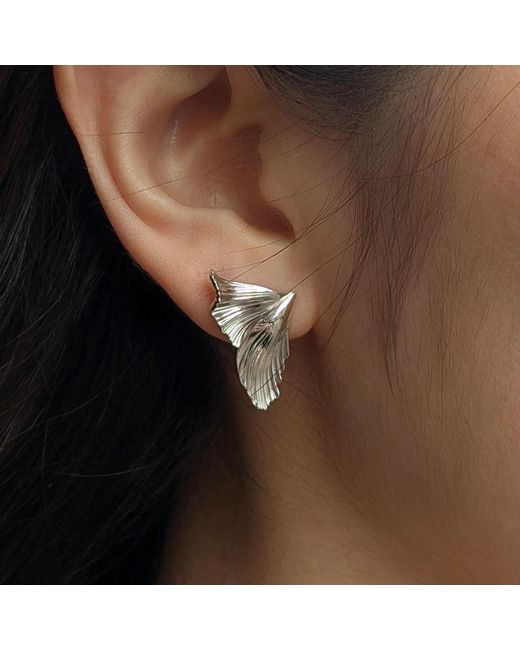 Janus Edinburgh Metallic Selkie Sterling Fish Fin 3D Stud Earrings
