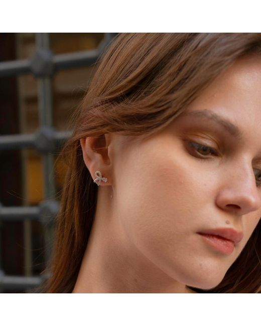 Spero London Metallic Sterling Bow Tie Stud Earrings