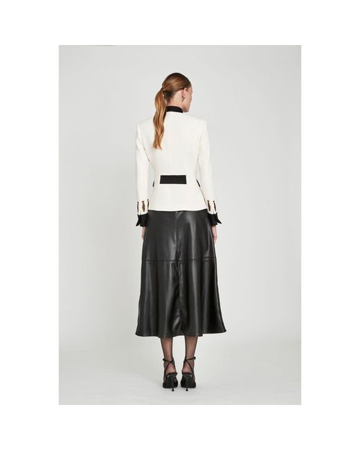 The Extreme Collection White Neutrals Ivory Military Tailored Blazer With Embroidery