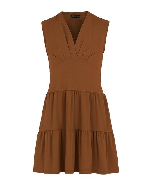 Conquista Brown Chocolate Viscose-Blend Jersey Sleeveless Dress