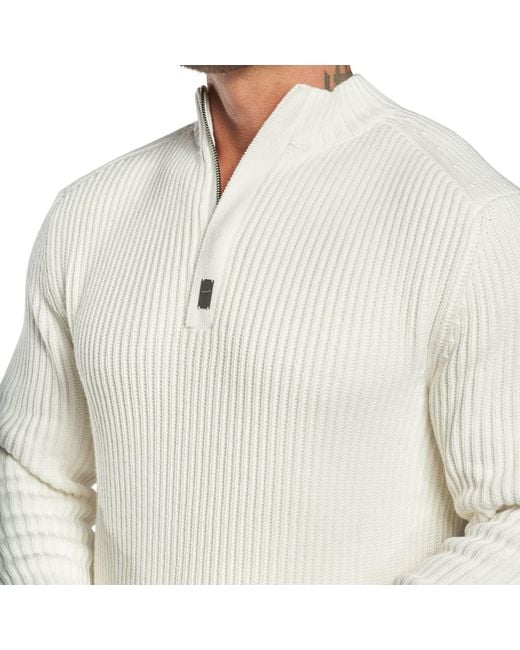 Weston Jon Boucher White Sentry Half Zip Cashmere Wool Slim Fit Sweater Heavyweight for men