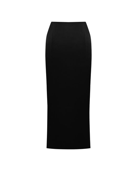 Why Mary Black Cleo Satin Long Slit Skirt
