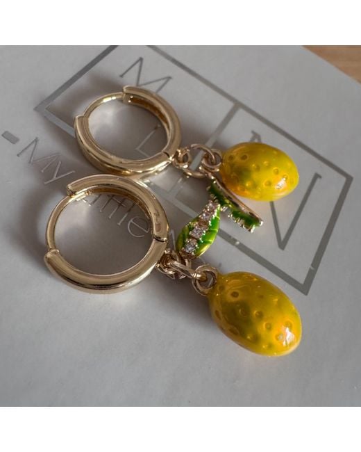 My Little Nature Yellow Hoop Earrings Plated Fruit Earrings With Lemon Charms