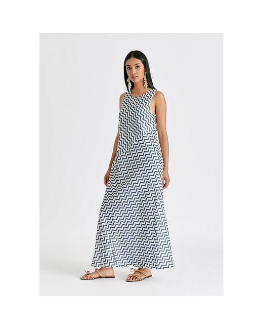 Paisie Blue A-Line Midaxi Dress