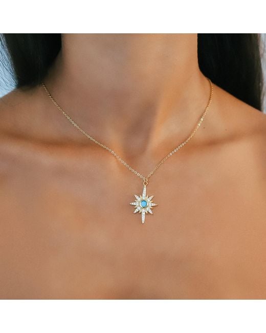 Luna Charles Metallic Heidi North Star Birthstone Necklace Plated December