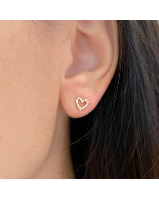KAMARIA Metallic Diamond Heart Studs