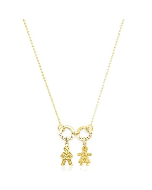 Unaloe Metallic Vermeil Mum Necklace With Two Baby Charms – Boy And Girl Pavé Silhouette, Personalised Family Keepsake Jewellery