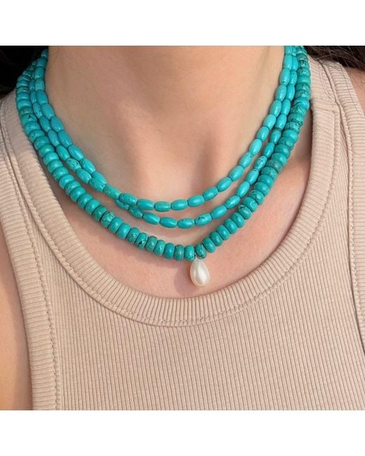 Leni James Blue The Livia And Pearl Necklace