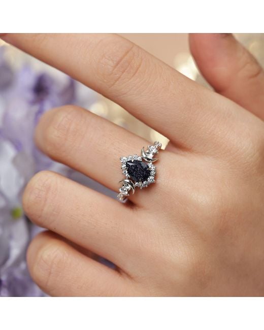 Azura Jewelry New York Blue Galactic Pear Cut Sandstone Ring Vermeil