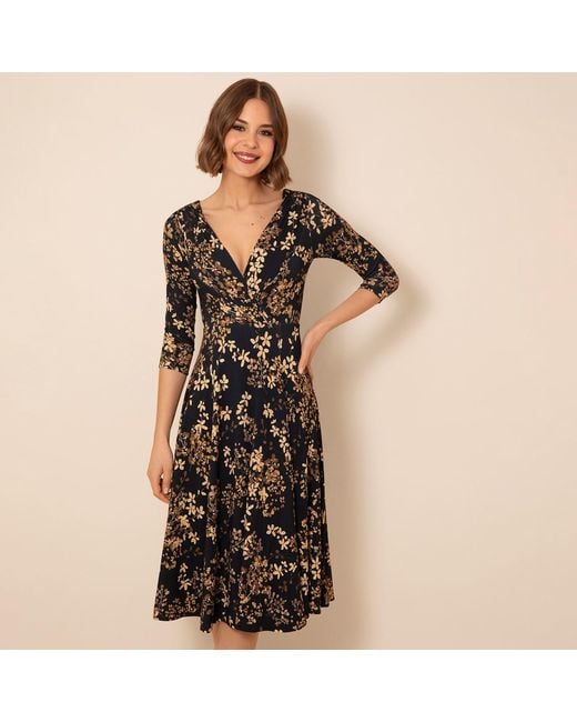 Alie Street London Black Annie Dress Petite Golden Blossom