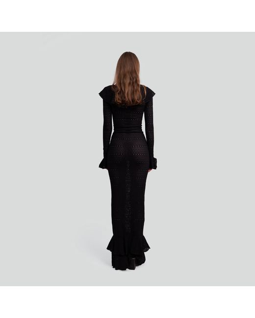 Maui X Lolita Black Madonna Lace Knit Ruffled Dress