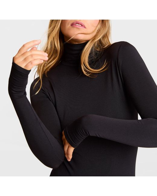 Commando Black Prima Ballet Turtleneck Bodysuit With Thumbholes