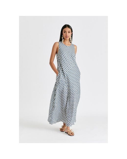 Paisie Blue A-Line Midaxi Dress