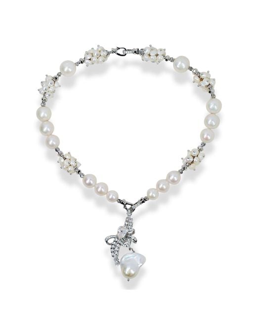Ninemoo Metallic Celestial Blossom Pearl Necklace