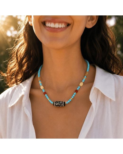Ormiro Metallic Dolma & Dzi Bead Necklace