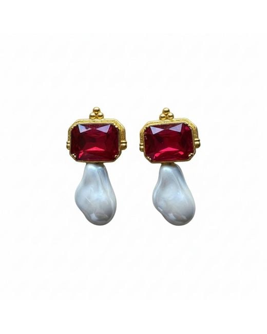 Silver & Elegant Co. Renaissance Inspired Gemstone Thick Plated Bronze Earrings