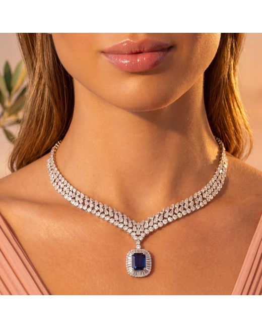 Latelita London Metallic Countess Statement Sapphire Necklace