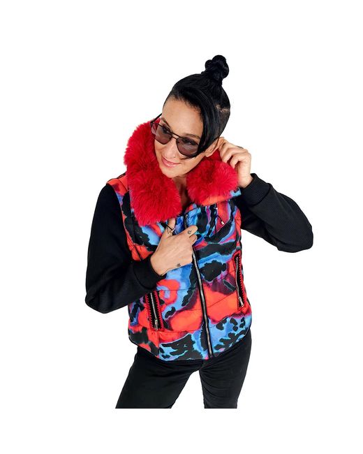 Lalipop Design Red Detachable Sleeve Puffer Jacket