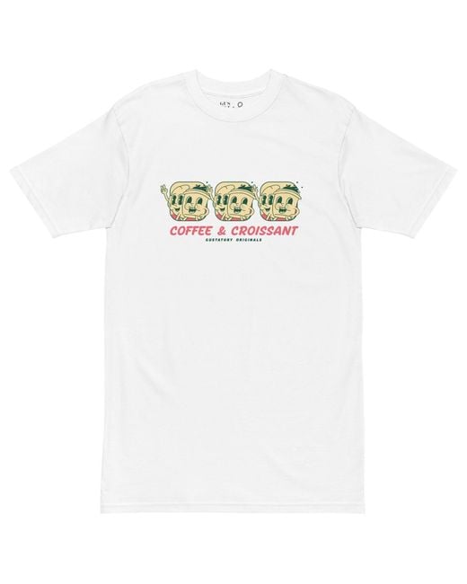 Anchor and Crew White Gustatory Originals Coffee & Croissant Heavy Cotton T-Shirt for men