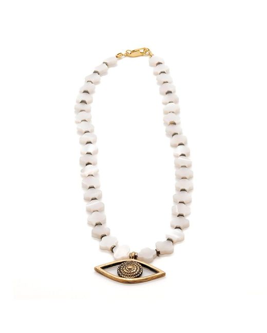 Ebru Jewelry Metallic Pearl Clover Evil Eye Necklace