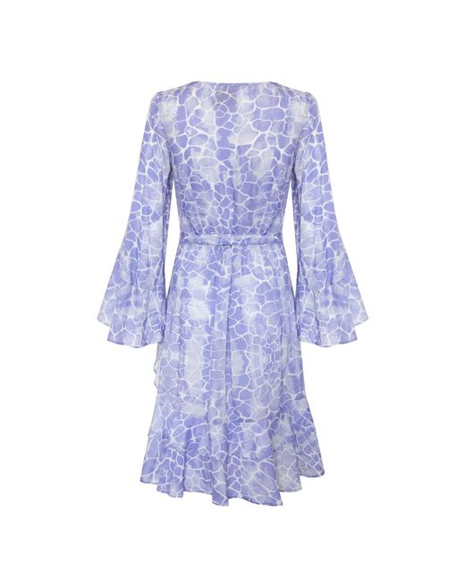 Sophia Alexia Blue Lilac Pebbles Mini Riviera Wrap Dress