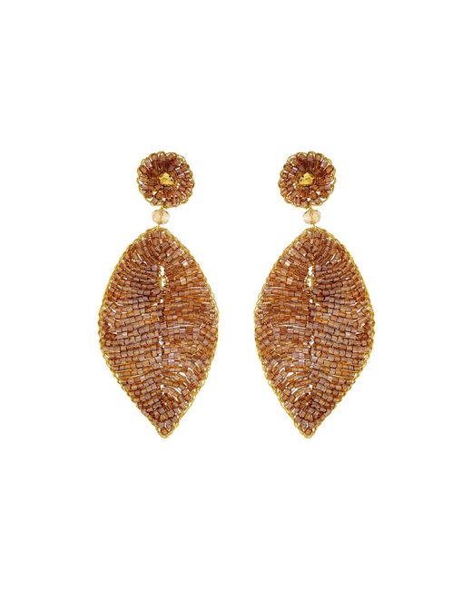 Lavish by Tricia Milaneze Brown Neutrals / Amber & Gold Leaf Handmade Crochet Earrings