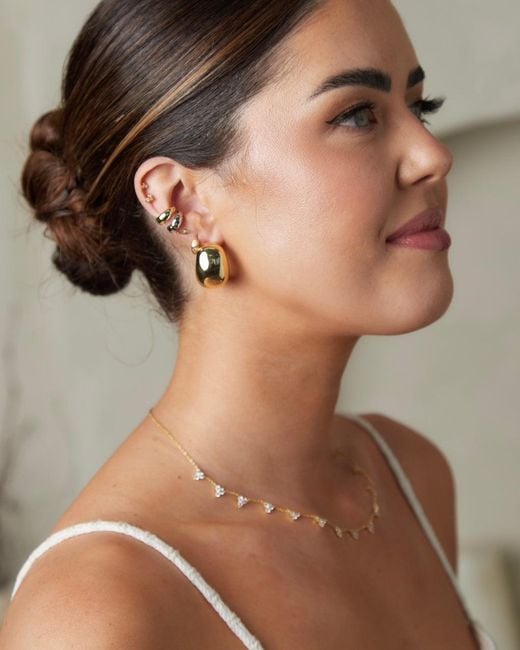 Crystals and Co Metallic Medium Bubble Dome Earrings