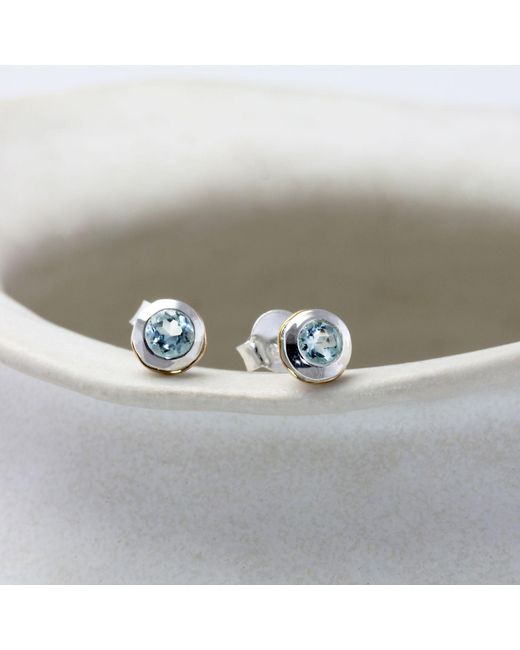 Isla Silver Multicolor Handmade Topaz Stud Earrings