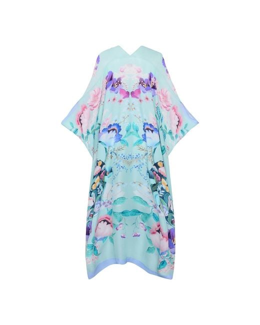 Meng Blue Silk Georgette Kaftan