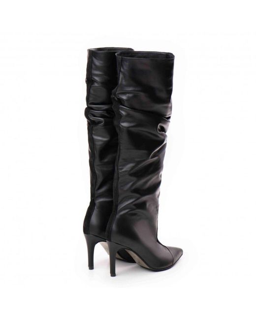 The 5Th Element Black Dune Ruched High-Heel Boots
