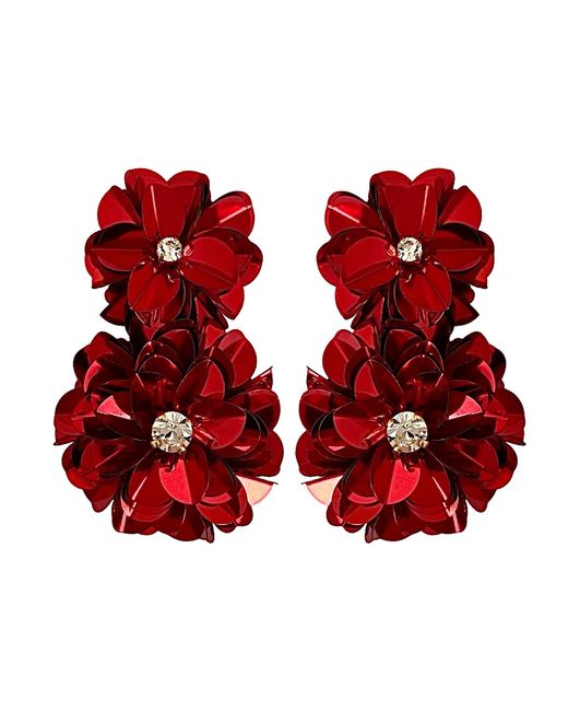 PINAR OZEVLAT Red Blossom Drop Earrings