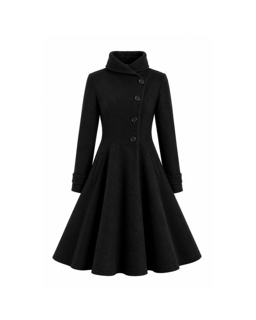 Nikka Place Black A-Line Woolen Coat With Pockets