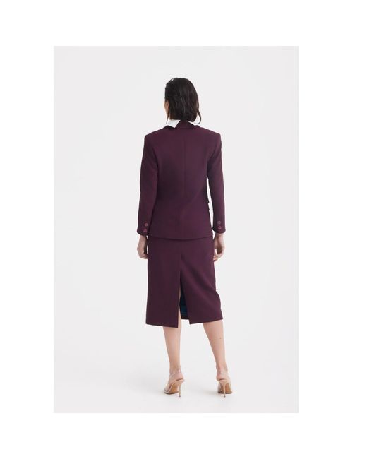 Julia Allert Purple Elegant Midi Dress With Contrast Bow Collar – Burgundy