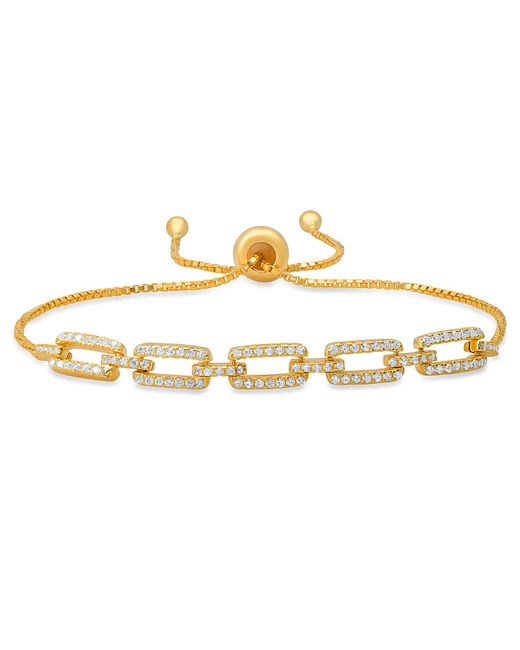 Kylie Harper Metallic Diamond Cz Paperclip Adjustable Bracelet